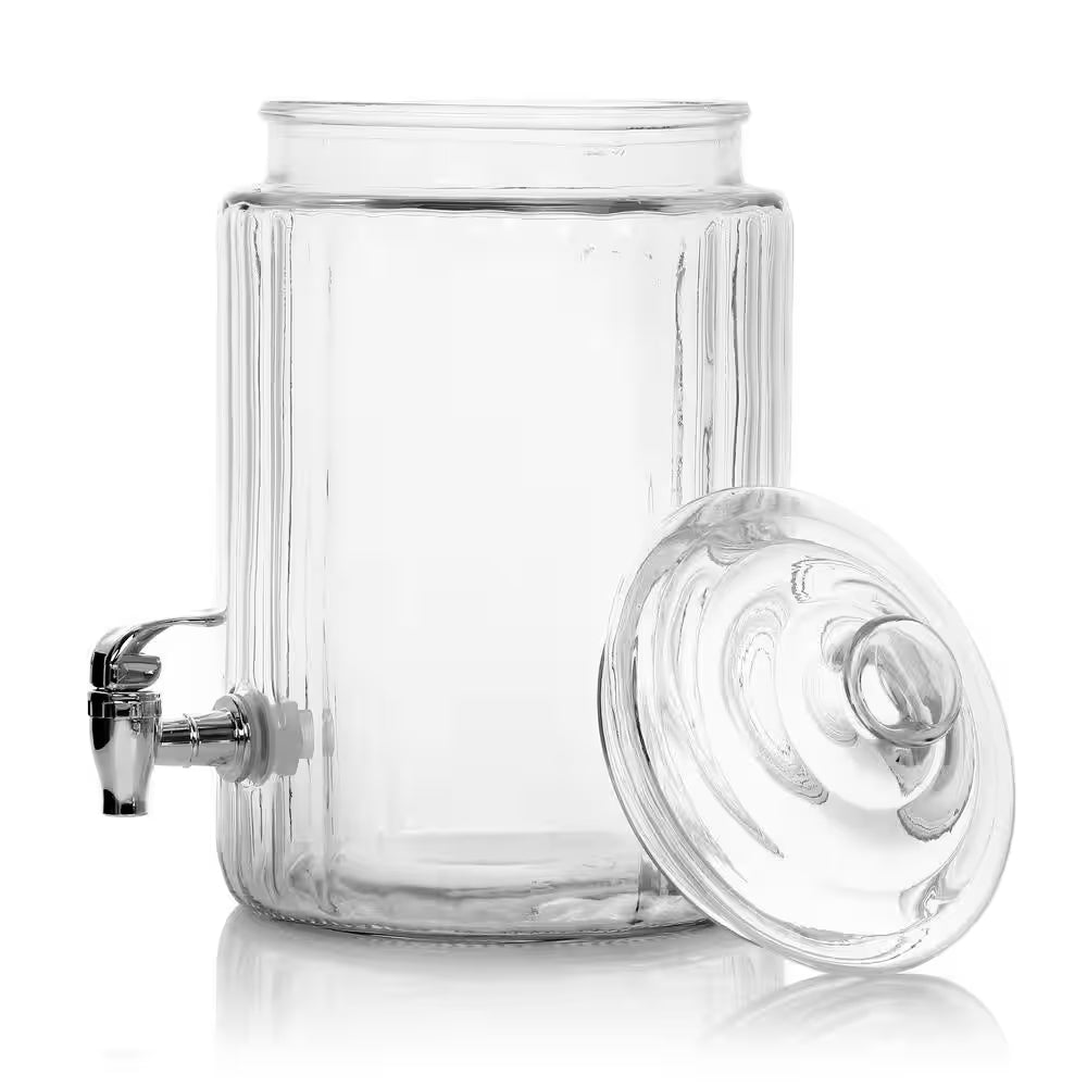 Dispensador de bebidas de vidrio Gibson Home Cheyenne de 1,5 galones con pico extraíble, transparente