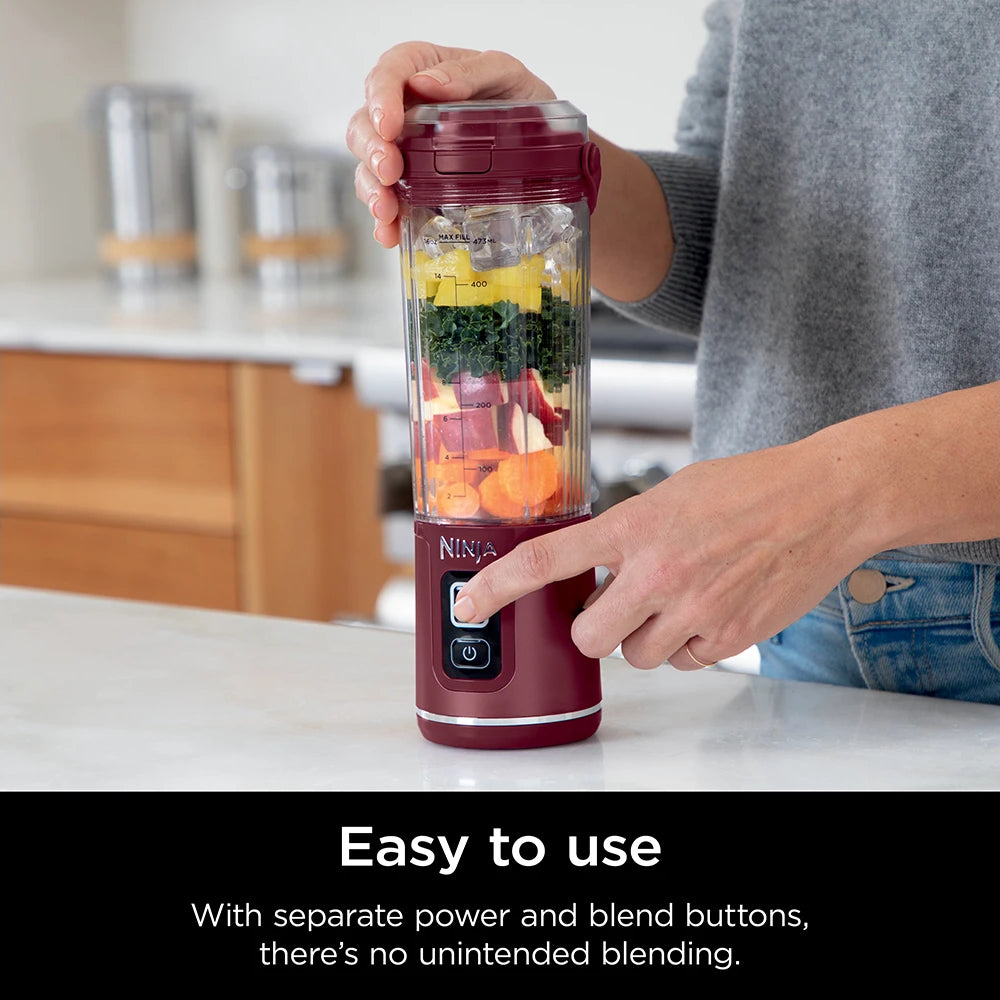 Ninja Blast BC151CR 18 oz Blast Cordless Portable Blender with Leak-Proof Lid - Cranberry Red