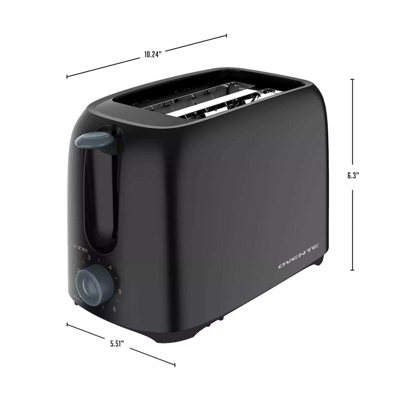 Ovente Electric 2-Slice Toaster Machine with Removable Crumb Tray - Black