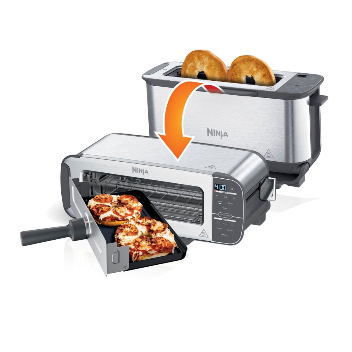 Ninja ST101 Foodi 2-Slice Toaster Oven with Flip Functionality - Stainless Steel