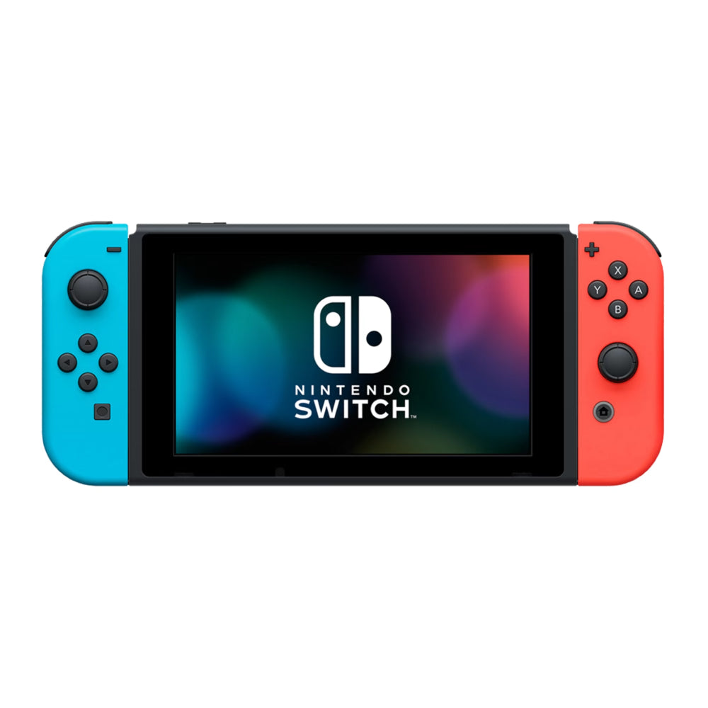 Nintendo Switch con mandos Joy‑Con: rojo neón/azul neón