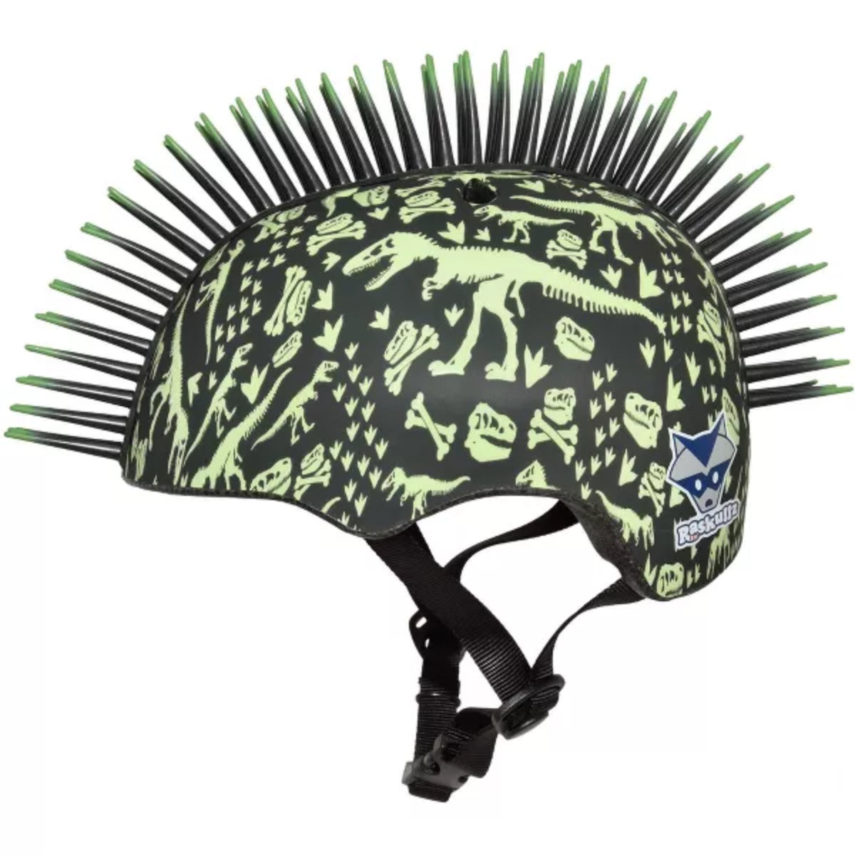 Casco para niños pequeños Bonez de Raskullz T-Rex, color negro y verde