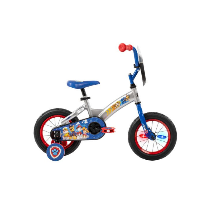 Bicicleta Huffy Paw Patrol de 12" para niños, color plateado y azul