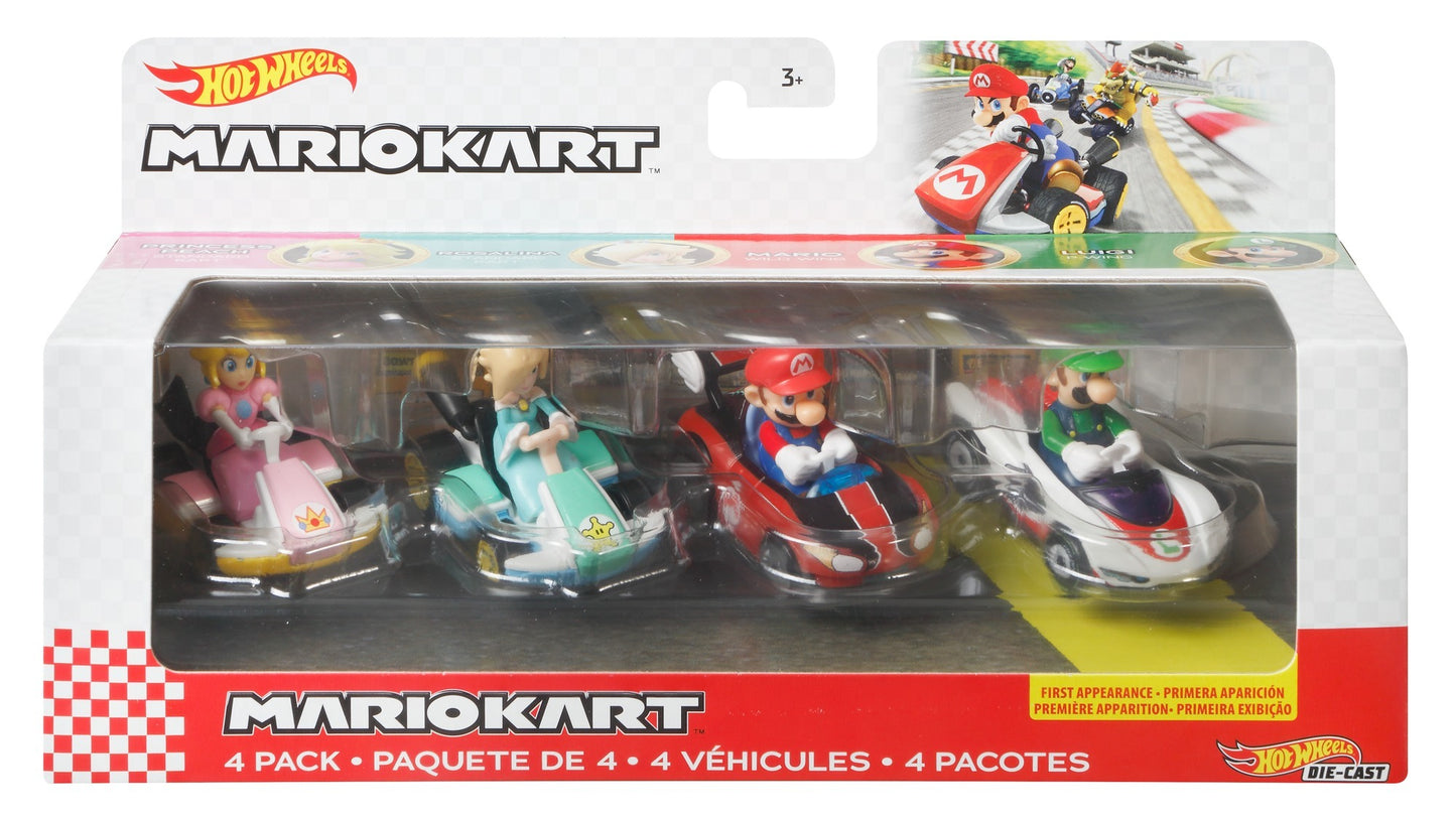 Vehículos de juguete de Mario Kart de Hot Wheels (paquete de 4) - Surtido