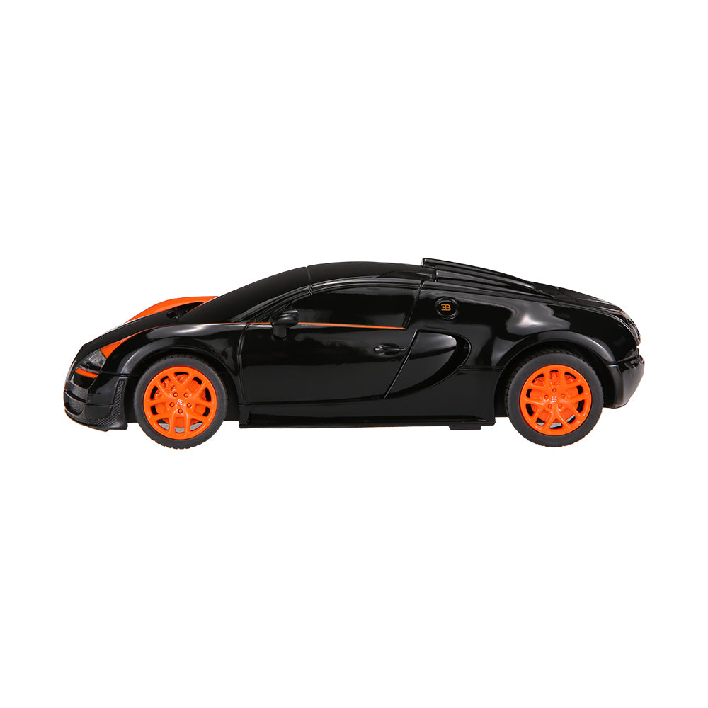 Coche de carreras de juguete a control remoto Bugatti, escala 1:24, color negro