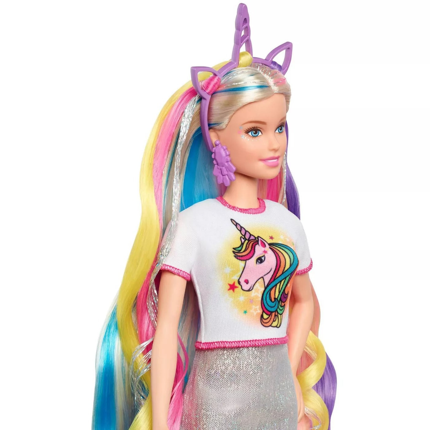 Muñeca Barbie con cabello de fantasía, sirena y unicornio