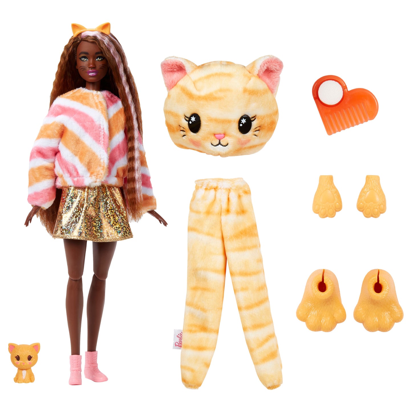 Muñeca de peluche Barbie Cutie Reveal Kitty con 10 sorpresas