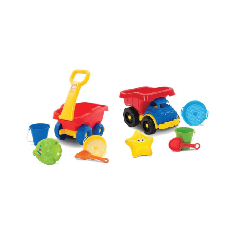 Amloid Dump Truck and Wagon Beach Toy Set (5-Pieces) - Assortment