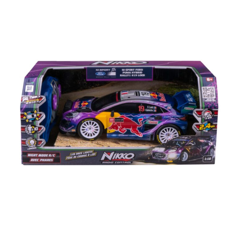 Auto de carreras Red Bull Ford Puma Elite de Nikko a escala 1:18, multicolor