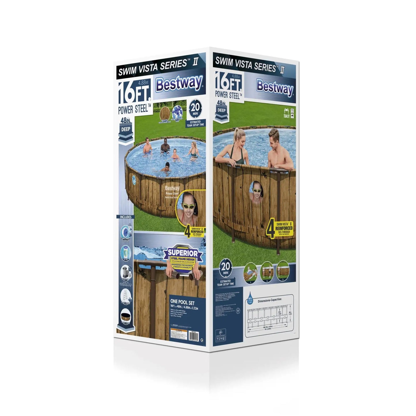 Bestway Power Steel Swim Vista Series II 16' X 48" Above Ground Pool Set