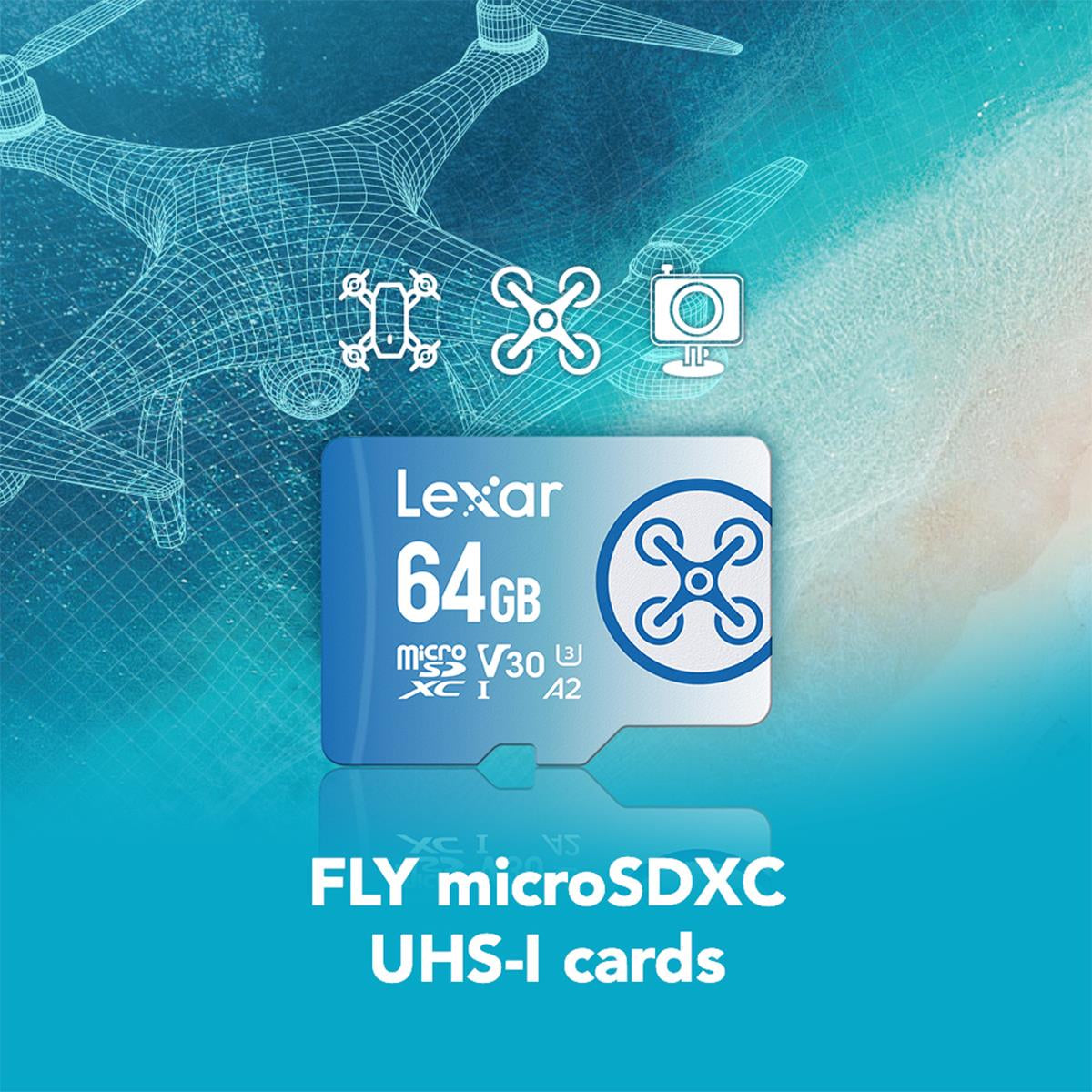 Tarjeta de memoria MicroSDXC Lexar LMSFLYX064G de 64 GB FLY UHS-I