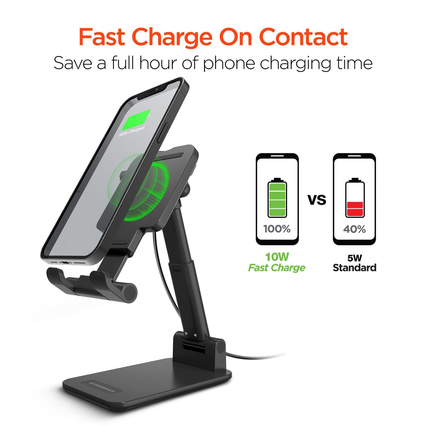 HyperGear Power Fold 10W Wireless Charging Stand - Black