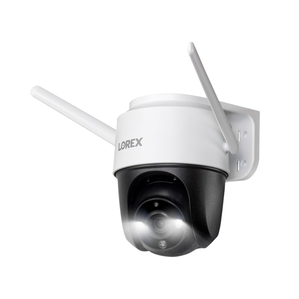 Cámara de seguridad para exteriores con Wi-Fi, panorámica e inclinación, Lorex 2K, color blanco y negro