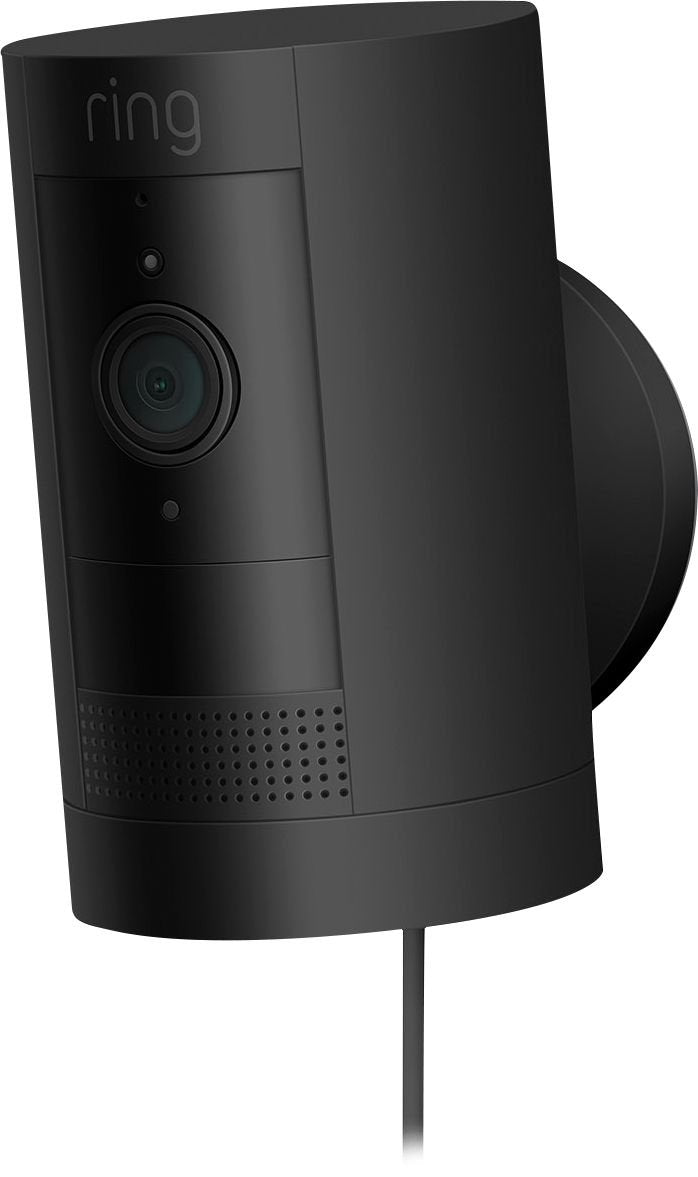 Cámara de seguridad con cable y Wi-Fi de 1080p para interiores y exteriores Stick Up de Ring, color negro