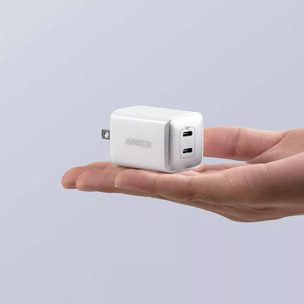 Cargador de pared rápido Anker Powerport III Nano Pro Duo de 40 W con 2 puertos USB-C de 20 W para iPhone y Samsung, color blanco