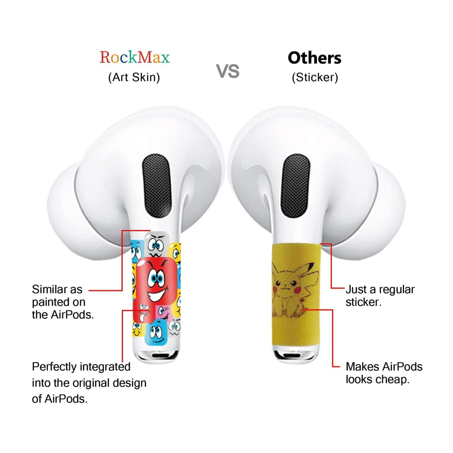 ROCKMAX AirPods Pro/Pro (2nd Generation) Skin, Gold/Red Heart