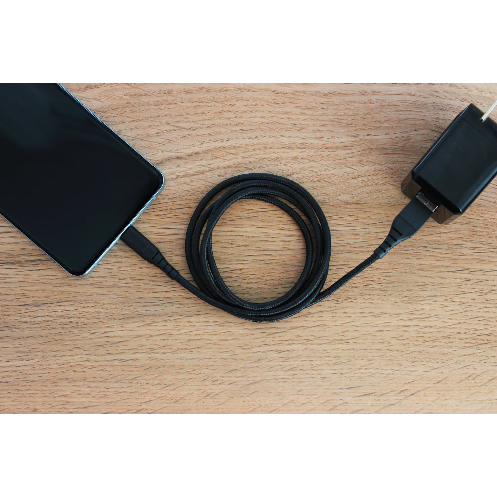 Tekya 6 ft USB-A to Lightning Braided Cable - Black