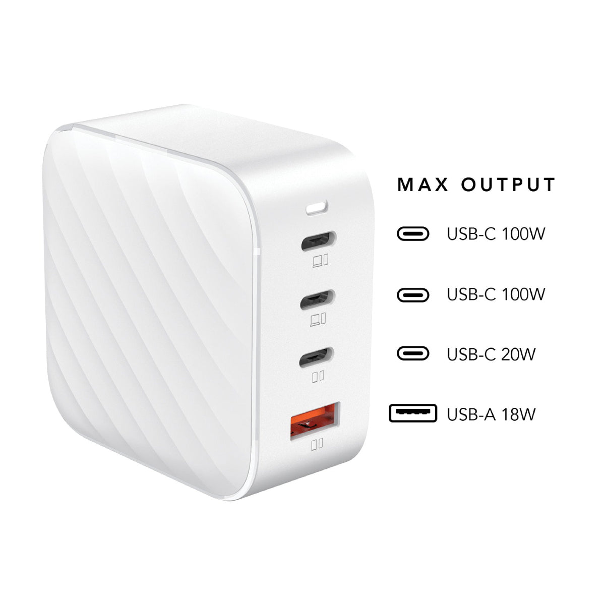 Tekya 120W GaN Multi Port Wall Charger - White