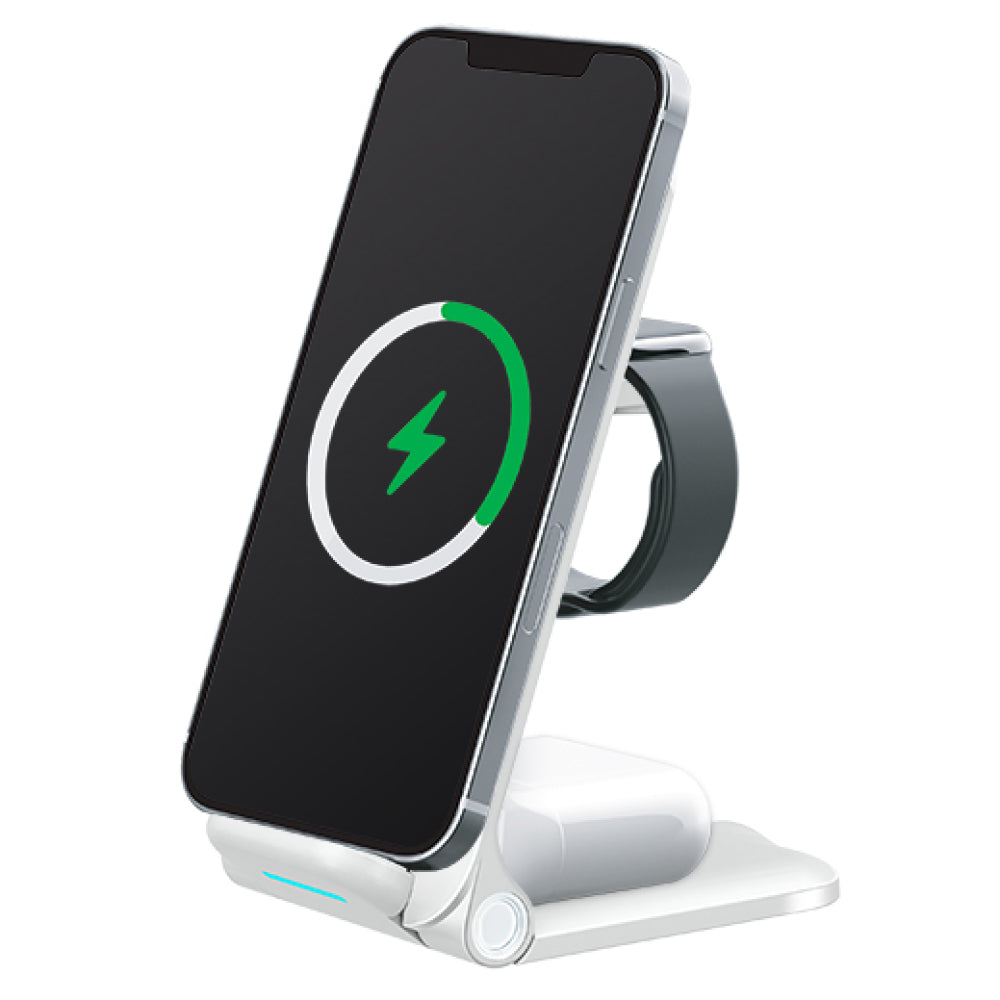 Tekya Qitek Standmax 3-in-1 Foldable Wireless Charger Stand - White