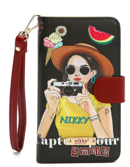 Funda para teléfono Capture Your Smile de Nicole Lee con espejo y ranuras para tarjetas de crédito - Multicolor