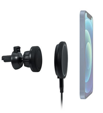 Soporte para rejilla de ventilación de coche Helix MagMount, 25 W, USB-C PD + cargador rápido de pared USB de 12 W, color negro 