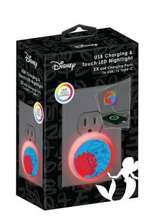 Luz nocturna LED táctil y con carga USB de Disney Ariel