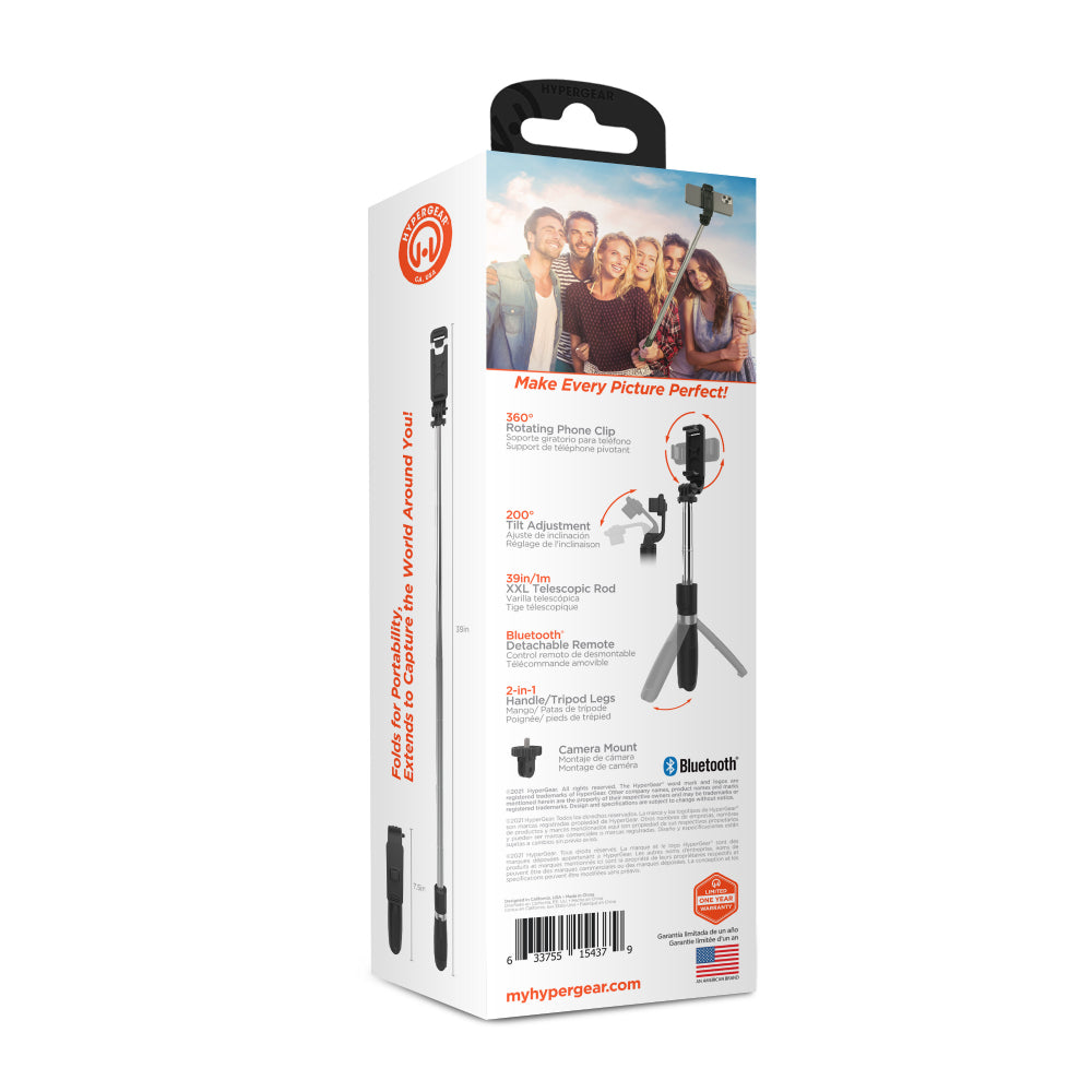 HyperGear SnapShot Wireless Selfie Stick with Tripod - Black