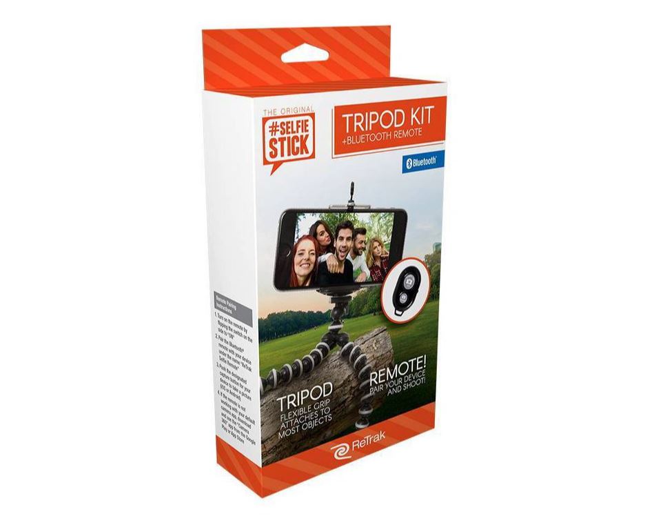 ReTrak Tripod Kit with Bluetooth Remote Selfie Stick - Black