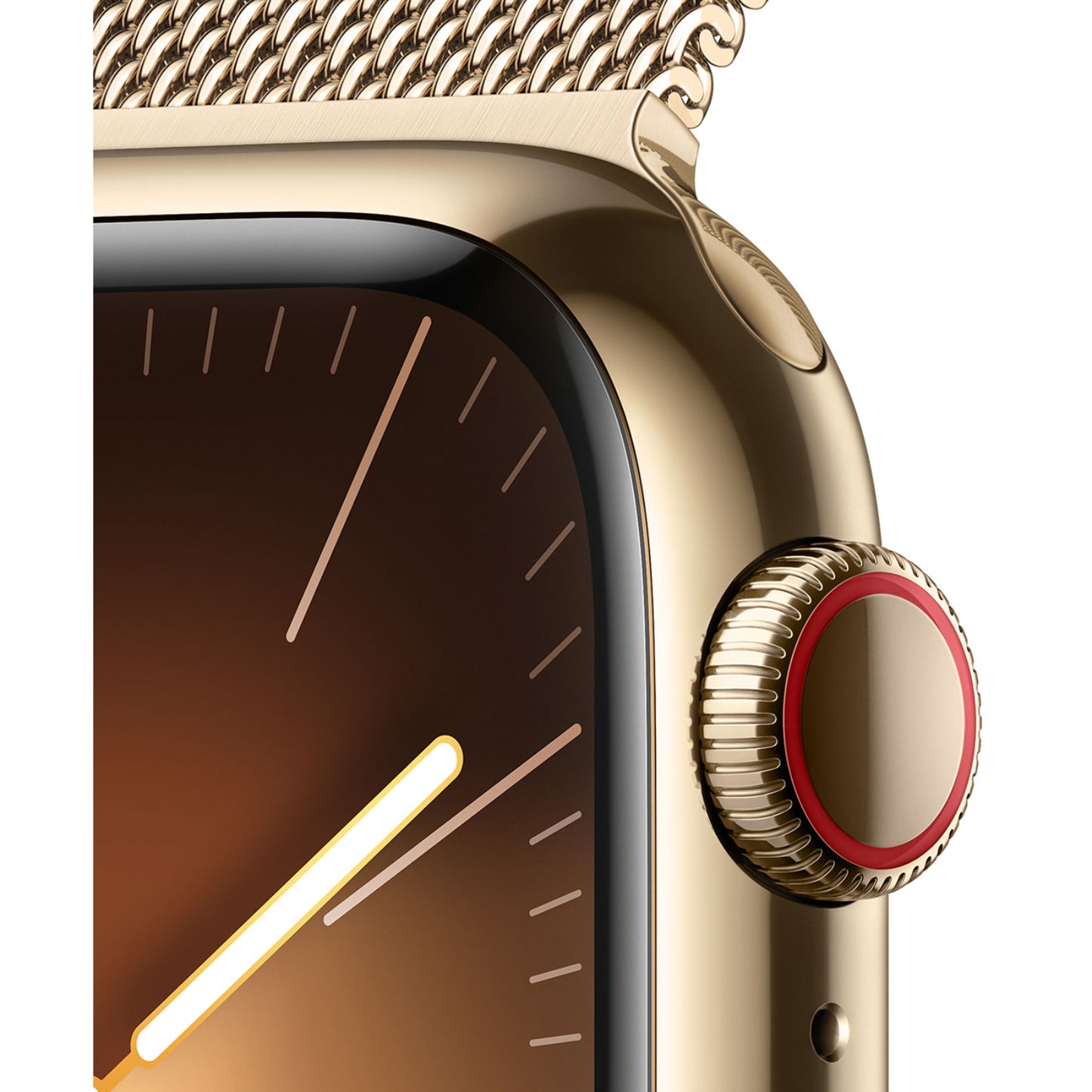 Apple Series 9 Unisex 45mm Gold Stainless Steel Case Smartwatch with Gold Milanese Loop - GPS + Cellular