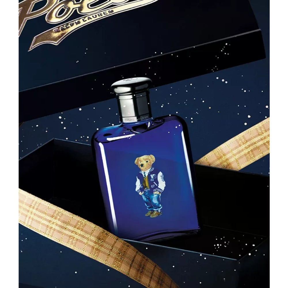 Ralph Lauren Polo Blue Eau de Toilette para hombre de 4,2 oz en aerosol de edición limitada Bear