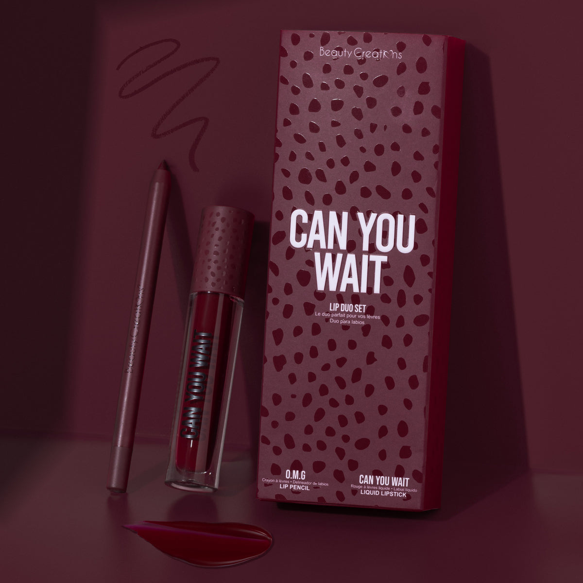 Set de dúo de labios de Beauty Creations: Can You Wait (vino)