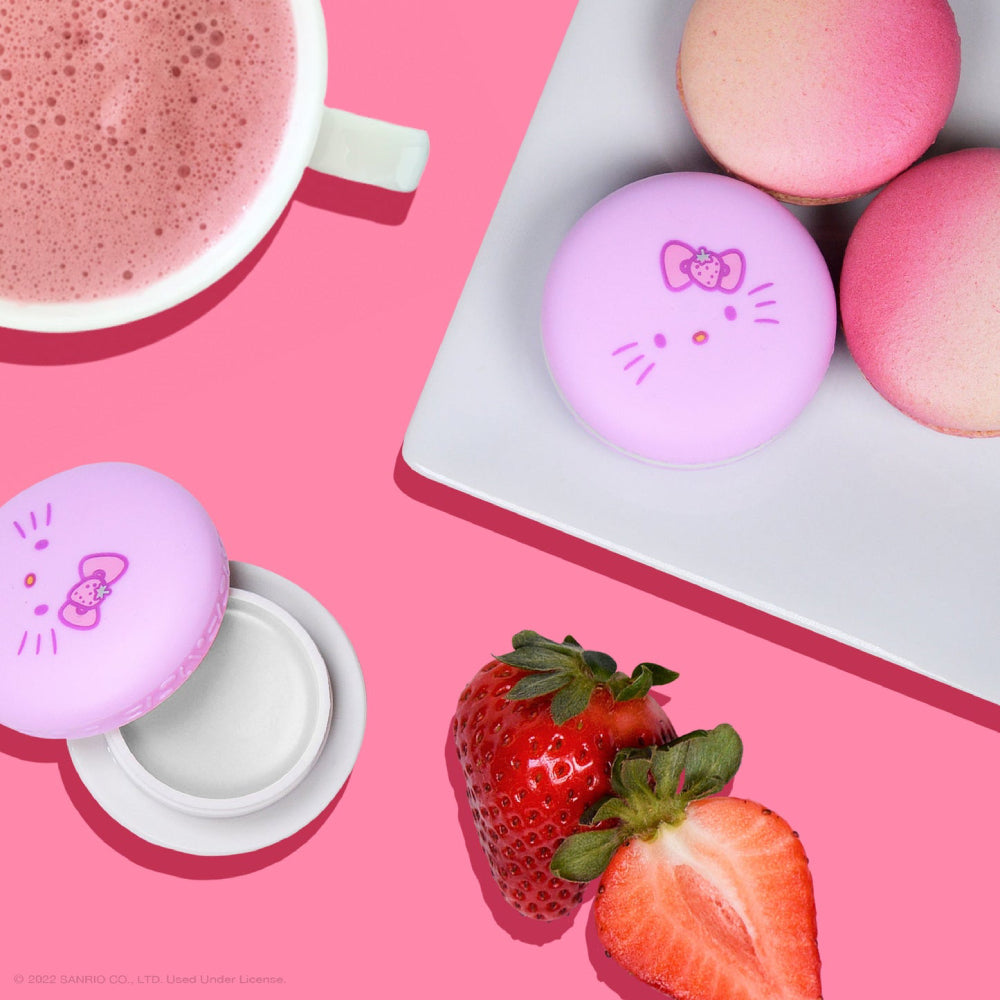 Bálsamo labial The Crème Shop x Hello Kitty Macaron de 0,26 oz - Strawberry Rose Latte