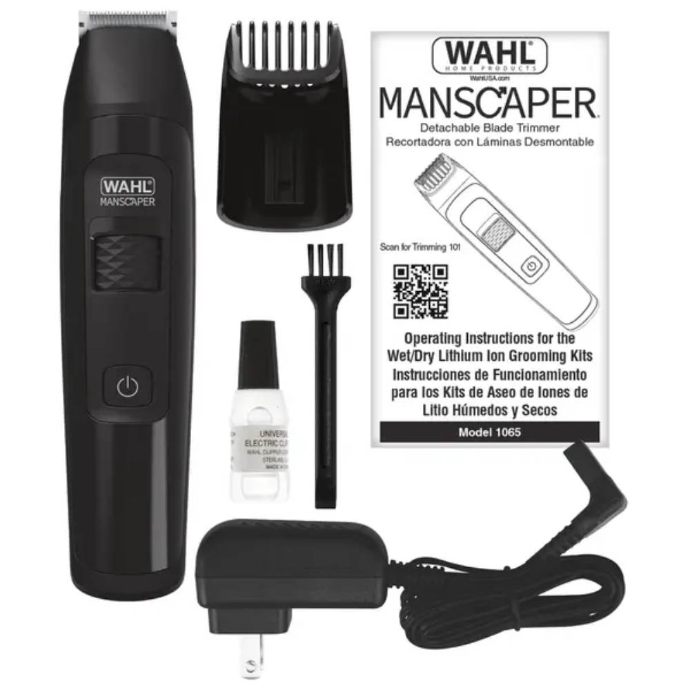 Recortadora corporal inalámbrica recargable Wahl Manscaper 05618-100 para hombres, color negro