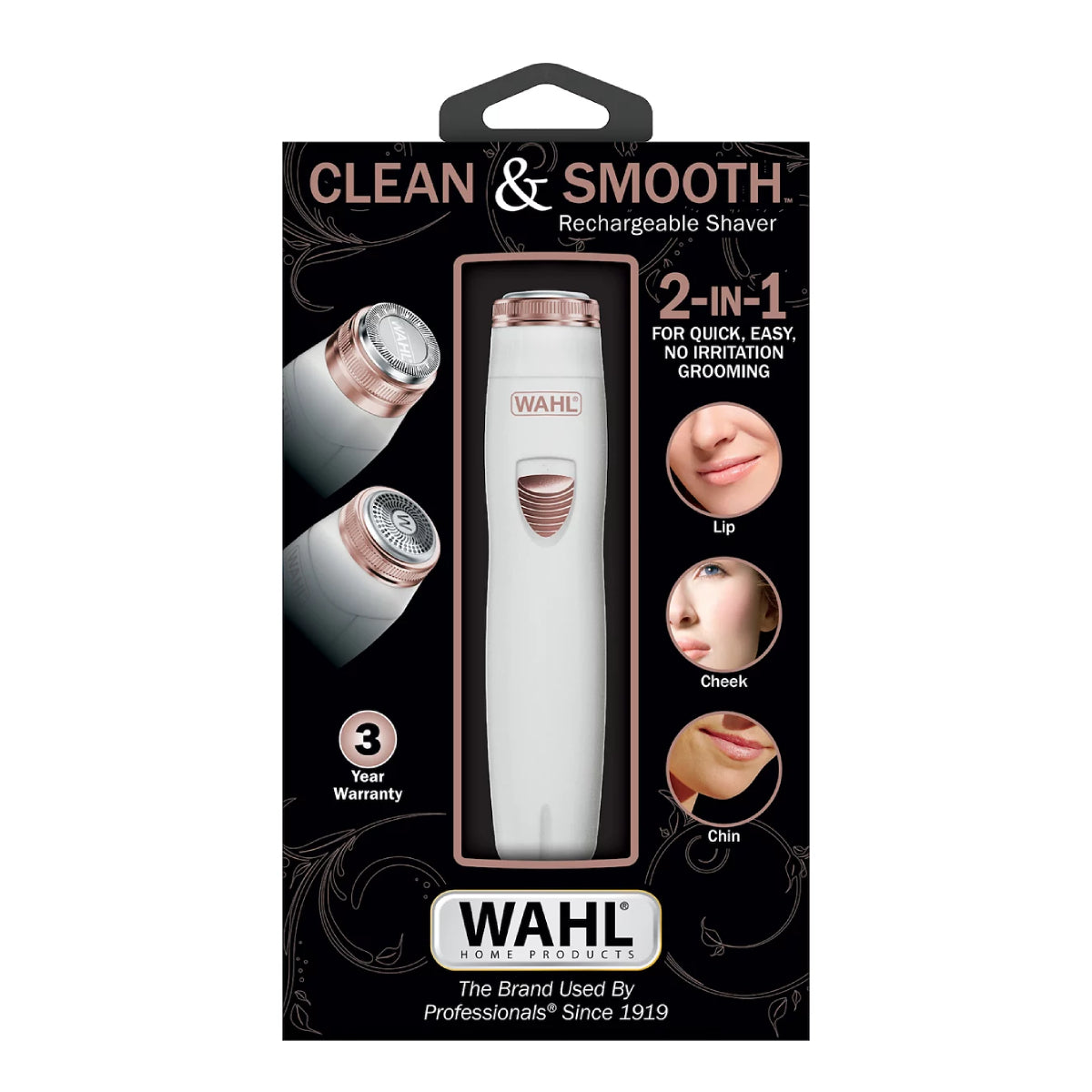 Wahl 9865-4601 Clean & Smooth Rechargeable Shaver for Women - White/Rose Gold