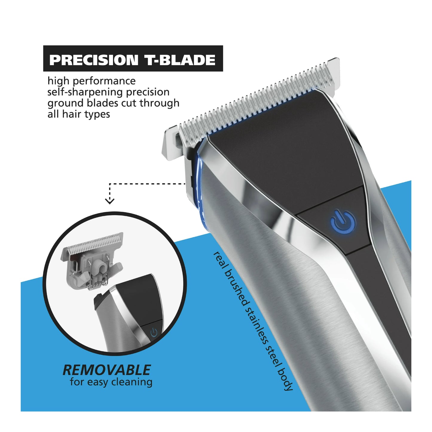 Recortadora de barba inalámbrica recargable Silver Wahl 9898 para hombres - Plateada