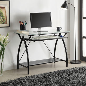 Escritorio para computadora Newport de 39,75" con estante de almacenamiento inferior de OSP Designs - Negro/Transparente