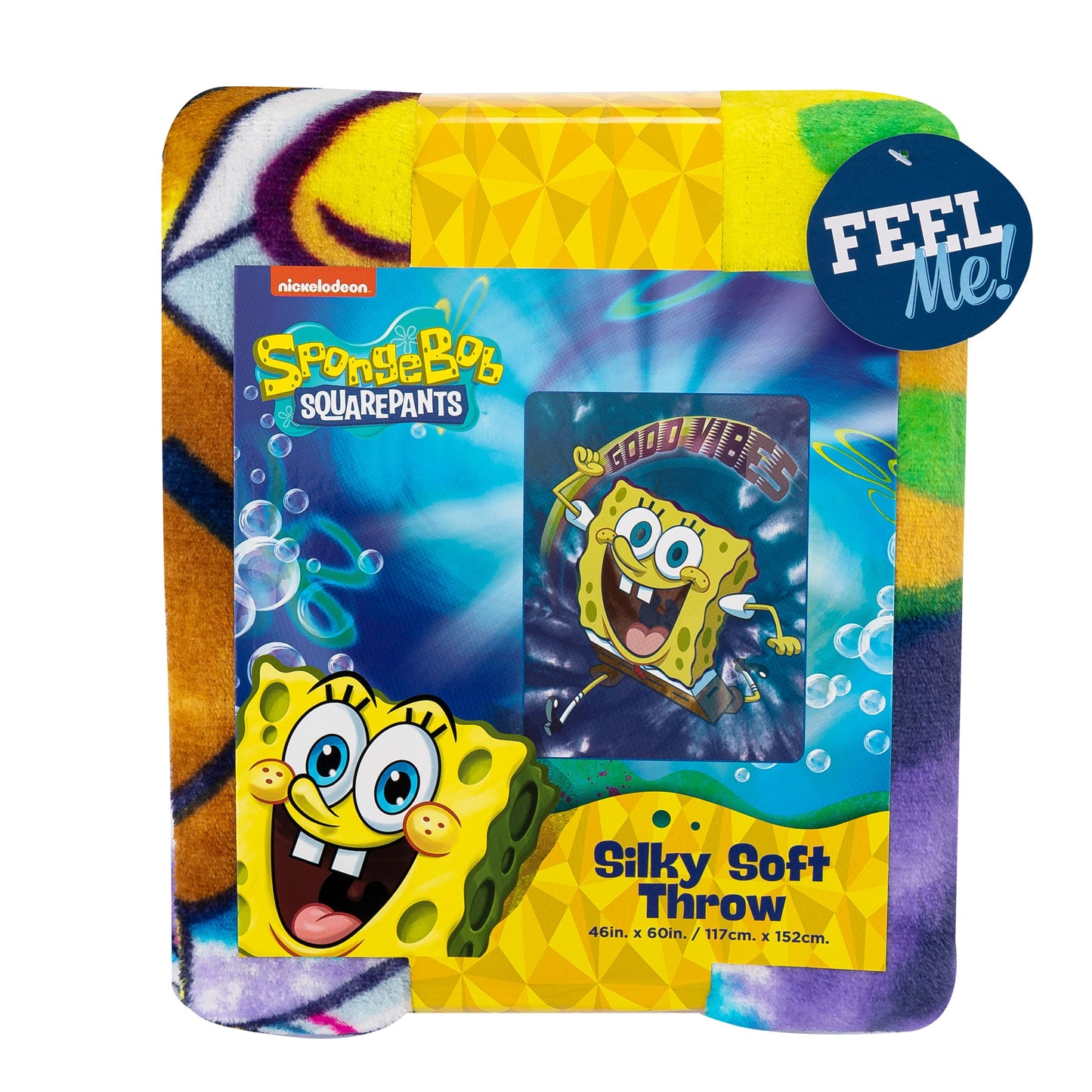 Nickelodeon SpongeBob Tie Dye Ready Silk Touch Throw Blanket - Blue/Yellow