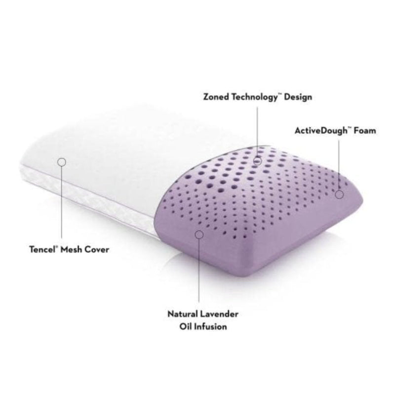 Malouf Zoned Activedough Lavender Infused King Size Memory Foam Pillow - White