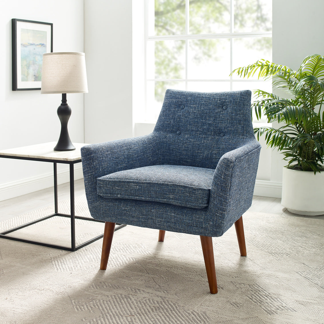 Artemis Button Tufted Chair by Powell - Blue/Dark Gray