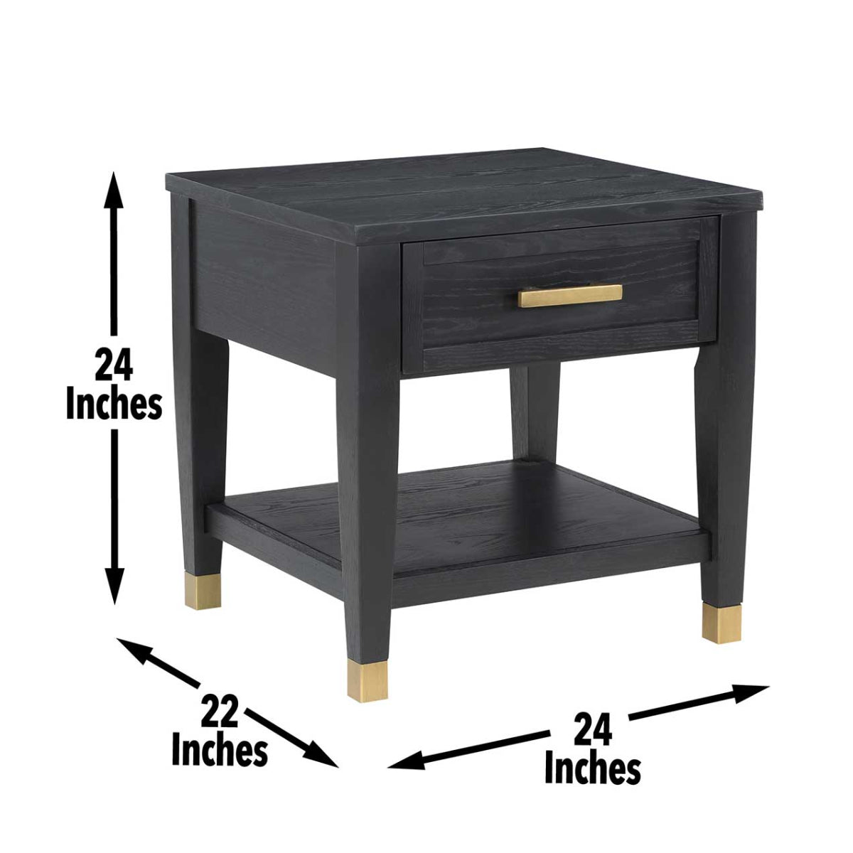 Yves 24" End Table with Open Shelf and Drawer by Steve Silver Company - Charcoal