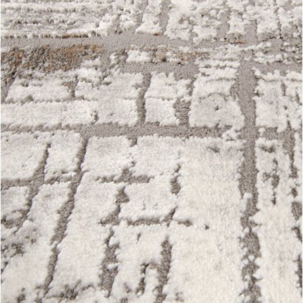 Alfombra rectangular tejida a máquina Murana-01 de polipropileno de 1,60 m x 2,30 m, color plateado y beige