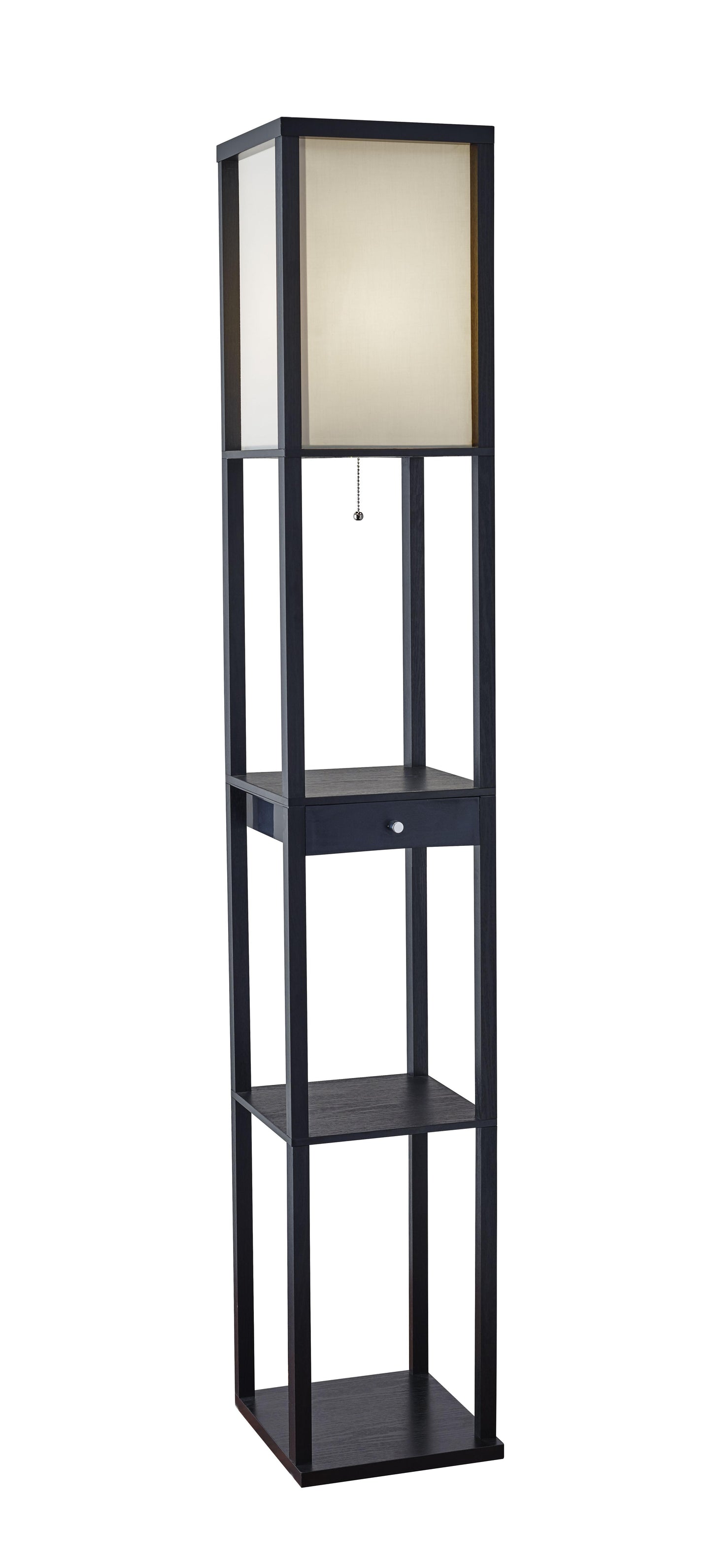 Adesso Parker 62" Shelf Floor Lamp with Drawer - Black