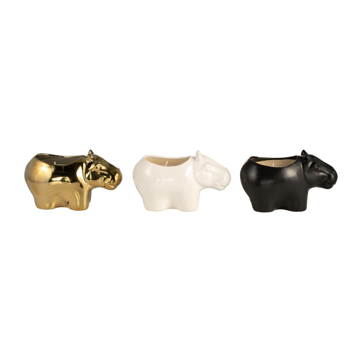 Sagebrook Home Ceramic Hippo Soy Scented Candle (Set of 3)