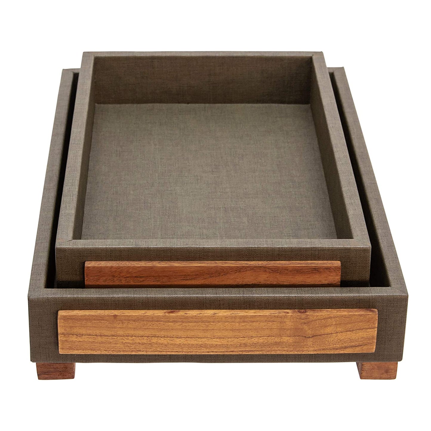 Sagebrook Home Contemporary Wood Tray with Legs (Set of 2) - Green