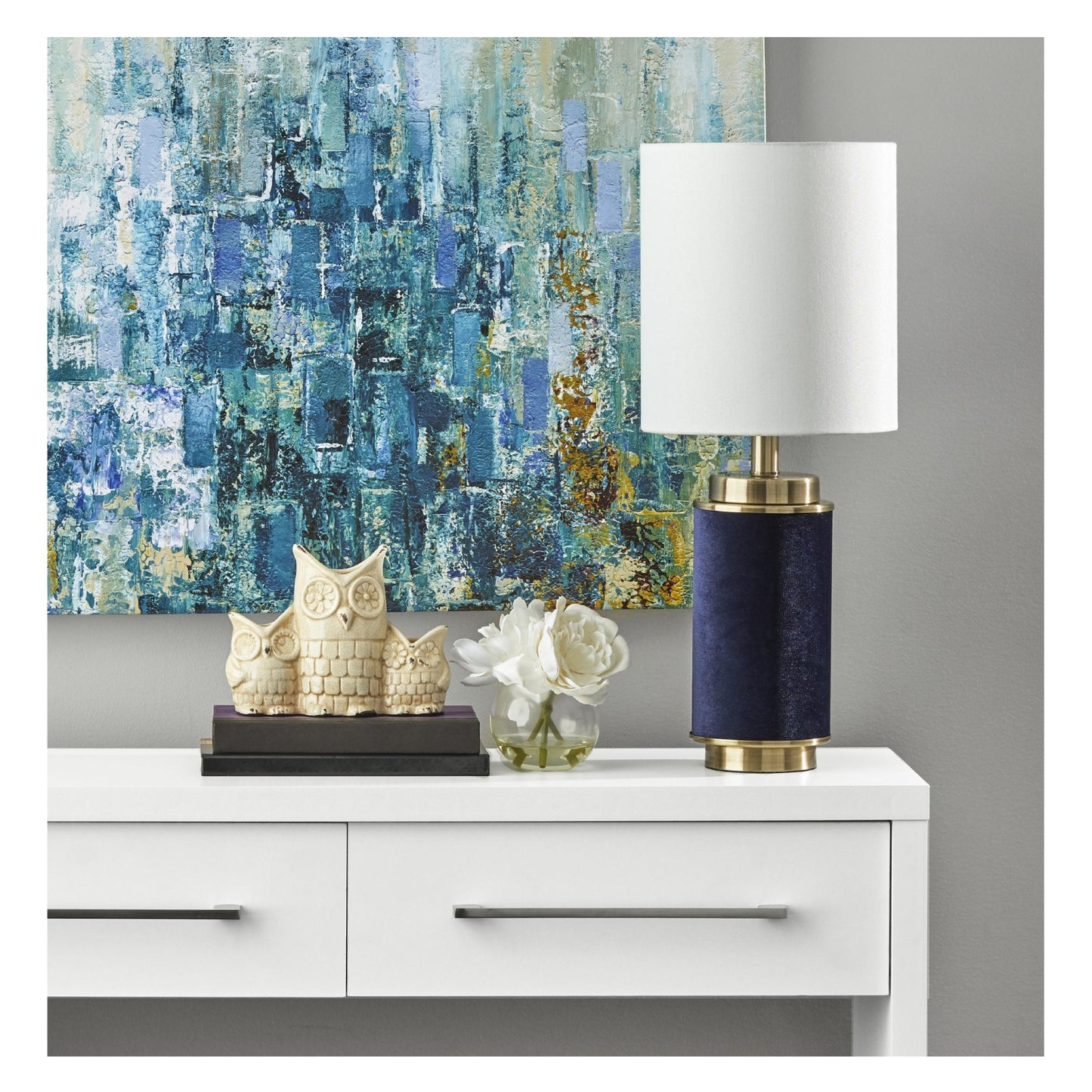 Adesso Marsha 22" Table Lamp - Antique Brass/Blue