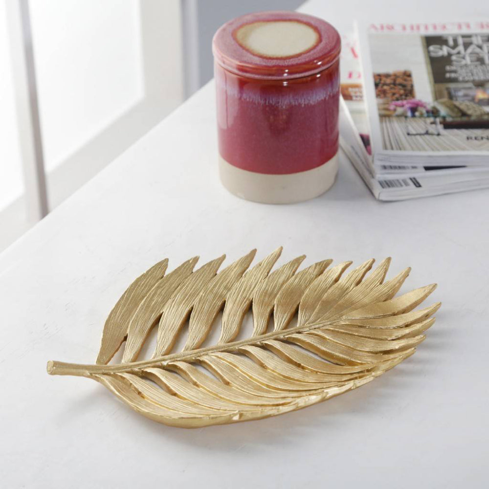 Sagebrook Home 12" Polyresin Palm Leaf Decoration - Gold