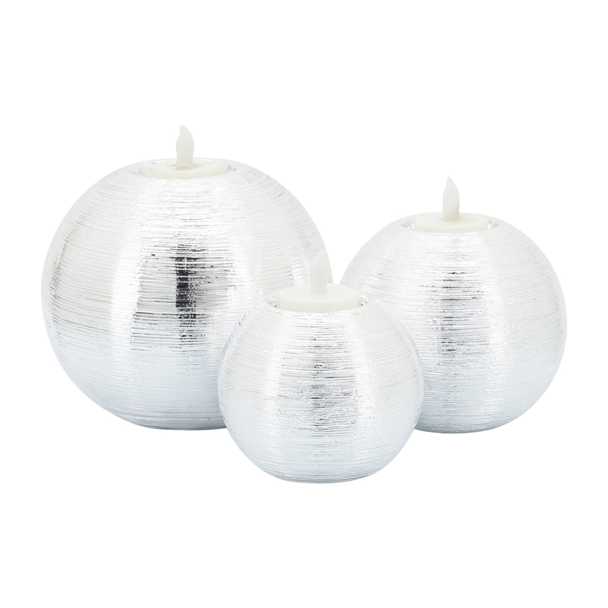 Sagebrook Home Ceramic Scratch Orbs (Set of 3) - Silver