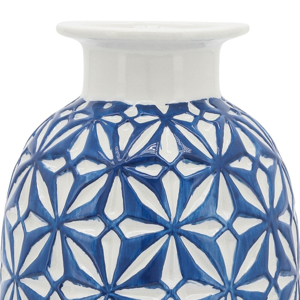 Jarrón de cerámica con forma de margarita de 8" de Sagebrook Home Contemporary - Azul