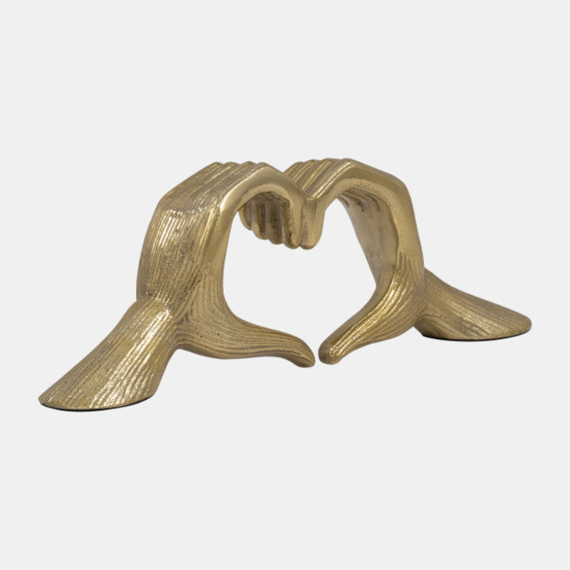 Sagebrook Home 13" Hand-Heart Sculpture in Metal - Gold