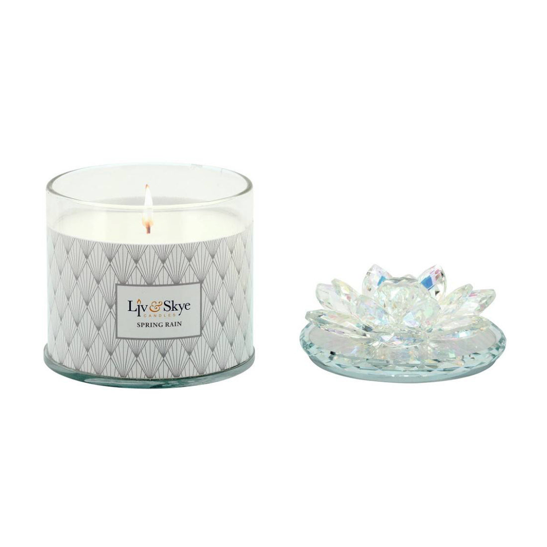 Sagebrook Home Crystal Scented 5" Soy Candle Lotus Box - Rainbow